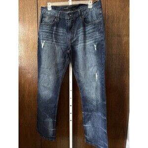 RocaWear Jeans Mens 38x34 Blue Denim Classic Fit Pants Faded Distressed Tall